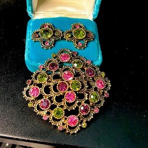 Vintage Sarah Coventry “Austrian Lites” Brooch and Matching Earrings